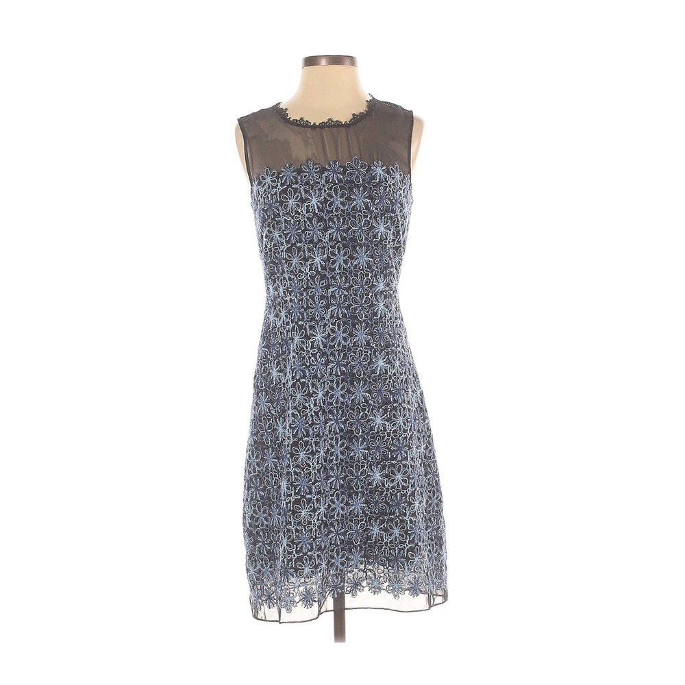 Elie Tahari Lace Applique Blue Floral dress 4